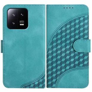 For Xiaomi 13 YX0060 Elephant Head Embossed Phone Leather Case with Lanyard(Light Blue)