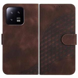 For Xiaomi 13 YX0060 Elephant Head Embossed Phone Leather Case with Lanyard(Coffee)