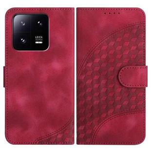 For Xiaomi 13 Pro YX0060 Elephant Head Embossed Phone Leather Case with Lanyard(Rose Red)