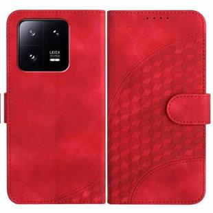 For Xiaomi 13 Pro YX0060 Elephant Head Embossed Phone Leather Case with Lanyard(Red)