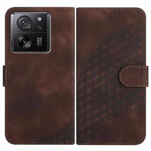 For Xiaomi 13T/13T Pro/Redmi K60 Ultra YX0060 Elephant Head Embossed Phone Leather Case with Lanyard(Coffee)