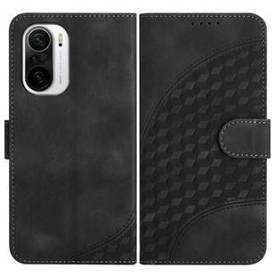 For Xiaomi Poco F3 YX0060 Elephant Head Embossed Phone Leather Case with Lanyard(Black)