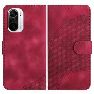 For Xiaomi Poco F3 YX0060 Elephant Head Embossed Phone Leather Case with Lanyard(Rose Red)