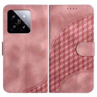 For Xiaomi 14 YX0060 Elephant Head Embossed Phone Leather Case with Lanyard(Pink)