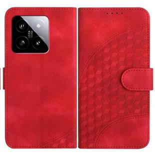 For Xiaomi 14 YX0060 Elephant Head Embossed Phone Leather Case with Lanyard(Red)