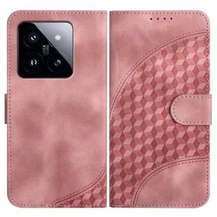 For Xiaomi 14 Pro YX0060 Elephant Head Embossed Phone Leather Case with Lanyard(Pink)