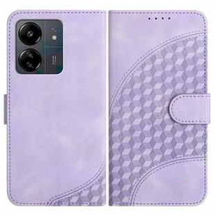 For Xiaomi Redmi 13C YX0060 Elephant Head Embossed Phone Leather Case with Lanyard(Light Purple)