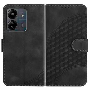 For Xiaomi Redmi 13C YX0060 Elephant Head Embossed Phone Leather Case with Lanyard(Black)