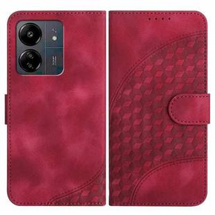 For Xiaomi Redmi 13C YX0060 Elephant Head Embossed Phone Leather Case with Lanyard(Rose Red)