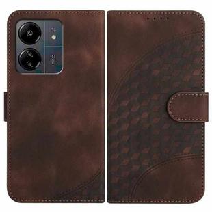 For Xiaomi Redmi 13C YX0060 Elephant Head Embossed Phone Leather Case with Lanyard(Coffee)