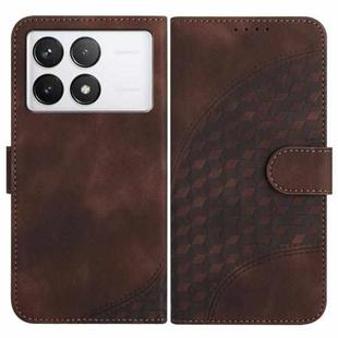 For Xiaomi Redmi K70 YX0060 Elephant Head Embossed Phone Leather Case with Lanyard(Coffee)