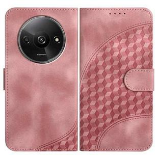 For Xiaomi Redmi A3 YX0060 Elephant Head Embossed Phone Leather Case with Lanyard(Pink)