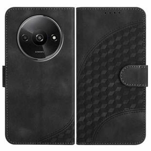 For Xiaomi Redmi A3 YX0060 Elephant Head Embossed Phone Leather Case with Lanyard(Black)