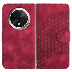 For Xiaomi Redmi A3 Pro YX0060 Elephant Head Embossed Phone Leather Case with Lanyard(Rose Red)