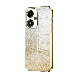 For OPPO A2m Gradient Glitter Powder Electroplated Phone Case(Gold)