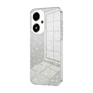 For OPPO A2m Gradient Glitter Powder Electroplated Phone Case(Transparent)