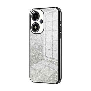 For OPPO A2m Gradient Glitter Powder Electroplated Phone Case(Black)