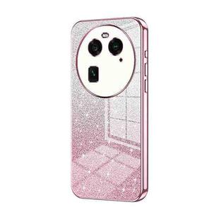 For OPPO Find X6 Gradient Glitter Powder Electroplated Phone Case(Pink)