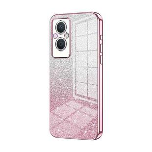 For OPPO Reno7 Z 5G / F21 Pro 5G Gradient Glitter Powder Electroplated Phone Case(Pink)