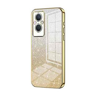 For OPPO Reno7 Z 5G / F21 Pro 5G Gradient Glitter Powder Electroplated Phone Case(Gold)