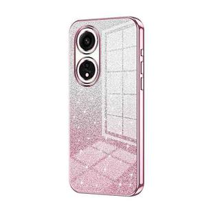 For OPPO A1 Pro Gradient Glitter Powder Electroplated Phone Case(Pink)