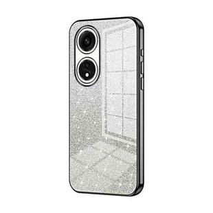 For OPPO A1 Pro Gradient Glitter Powder Electroplated Phone Case(Black)