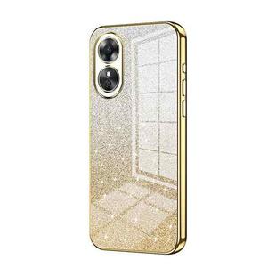 For OPPO A17 / A17K Gradient Glitter Powder Electroplated Phone Case(Gold)