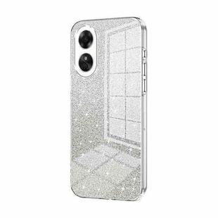 For OPPO A17 / A17K Gradient Glitter Powder Electroplated Phone Case(Transparent)