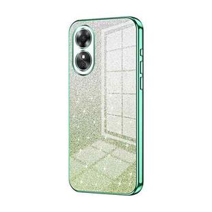 For OPPO A17 / A17K Gradient Glitter Powder Electroplated Phone Case(Green)