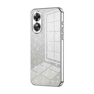For OPPO A17 / A17K Gradient Glitter Powder Electroplated Phone Case(Silver)