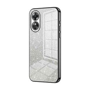 For OPPO A17 / A17K Gradient Glitter Powder Electroplated Phone Case(Black)