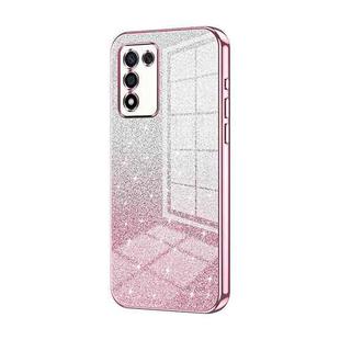 For OPPO K9s / K10 Energy Gradient Glitter Powder Electroplated Phone Case(Pink)
