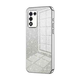 For OPPO K9s / K10 Energy Gradient Glitter Powder Electroplated Phone Case(Silver)