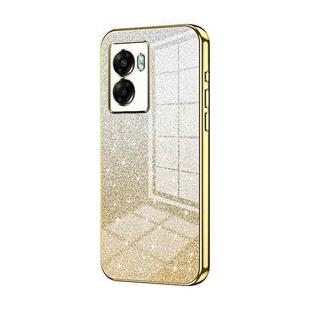 For OPPO A57 5G Gradient Glitter Powder Electroplated Phone Case(Gold)