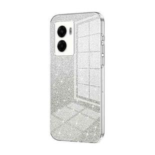 For OPPO A57 5G Gradient Glitter Powder Electroplated Phone Case(Transparent)