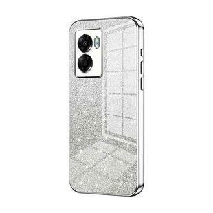 For OPPO A57 5G Gradient Glitter Powder Electroplated Phone Case(Silver)