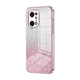 For OPPO Find X5 Pro Gradient Glitter Powder Electroplated Phone Case(Pink)