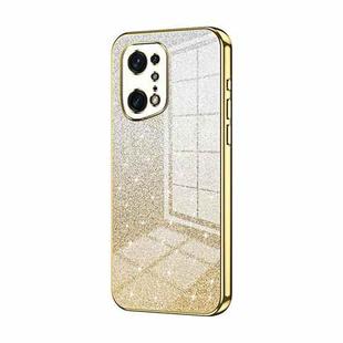 For OPPO Find X5 Pro Gradient Glitter Powder Electroplated Phone Case(Gold)