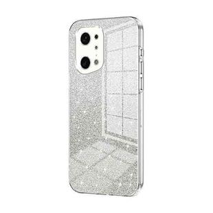 For OPPO Find X5 Pro Gradient Glitter Powder Electroplated Phone Case(Transparent)