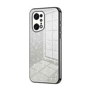 For OPPO Find X5 Pro Gradient Glitter Powder Electroplated Phone Case(Black)