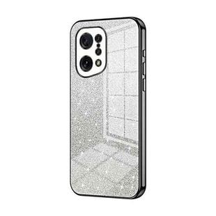 For OPPO Find X5 Gradient Glitter Powder Electroplated Phone Case(Black)