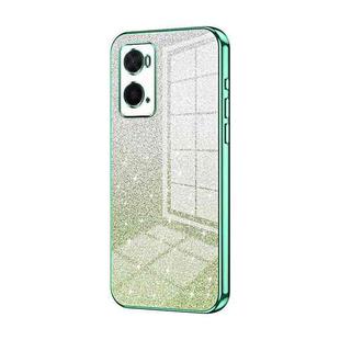 For OPPO A36 / A76 / A96 4G Global Gradient Glitter Powder Electroplated Phone Case(Green)