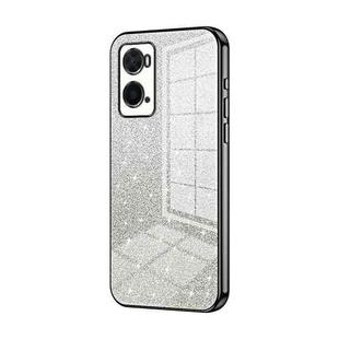 For OPPO A36 / A76 / A96 4G Global Gradient Glitter Powder Electroplated Phone Case(Black)