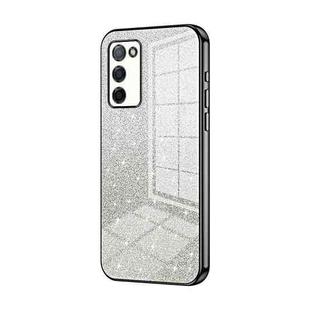 For OPPO A55 5G / A56 / A53s 5G Gradient Glitter Powder Electroplated Phone Case(Black)