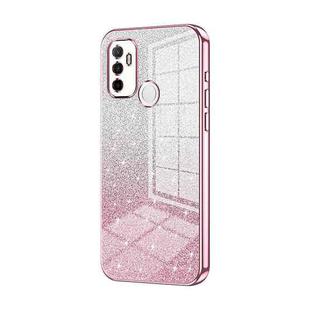 For OPPO A53 2020 / A32 / A11s  Gradient Glitter Powder Electroplated Phone Case(Pink)