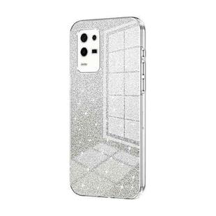 For OPPO K9x Gradient Glitter Powder Electroplated Phone Case(Transparent)