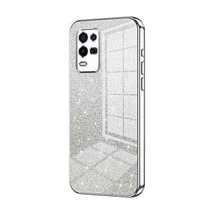 For OPPO K9x Gradient Glitter Powder Electroplated Phone Case(Silver)