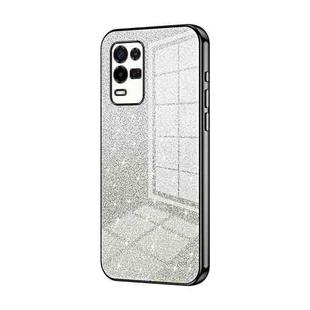 For OPPO K9x Gradient Glitter Powder Electroplated Phone Case(Black)