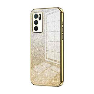 For OPPO A16 / A16s / A54s Gradient Glitter Powder Electroplated Phone Case(Gold)
