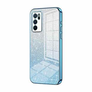 For OPPO A16 / A16s / A54s Gradient Glitter Powder Electroplated Phone Case(Blue)